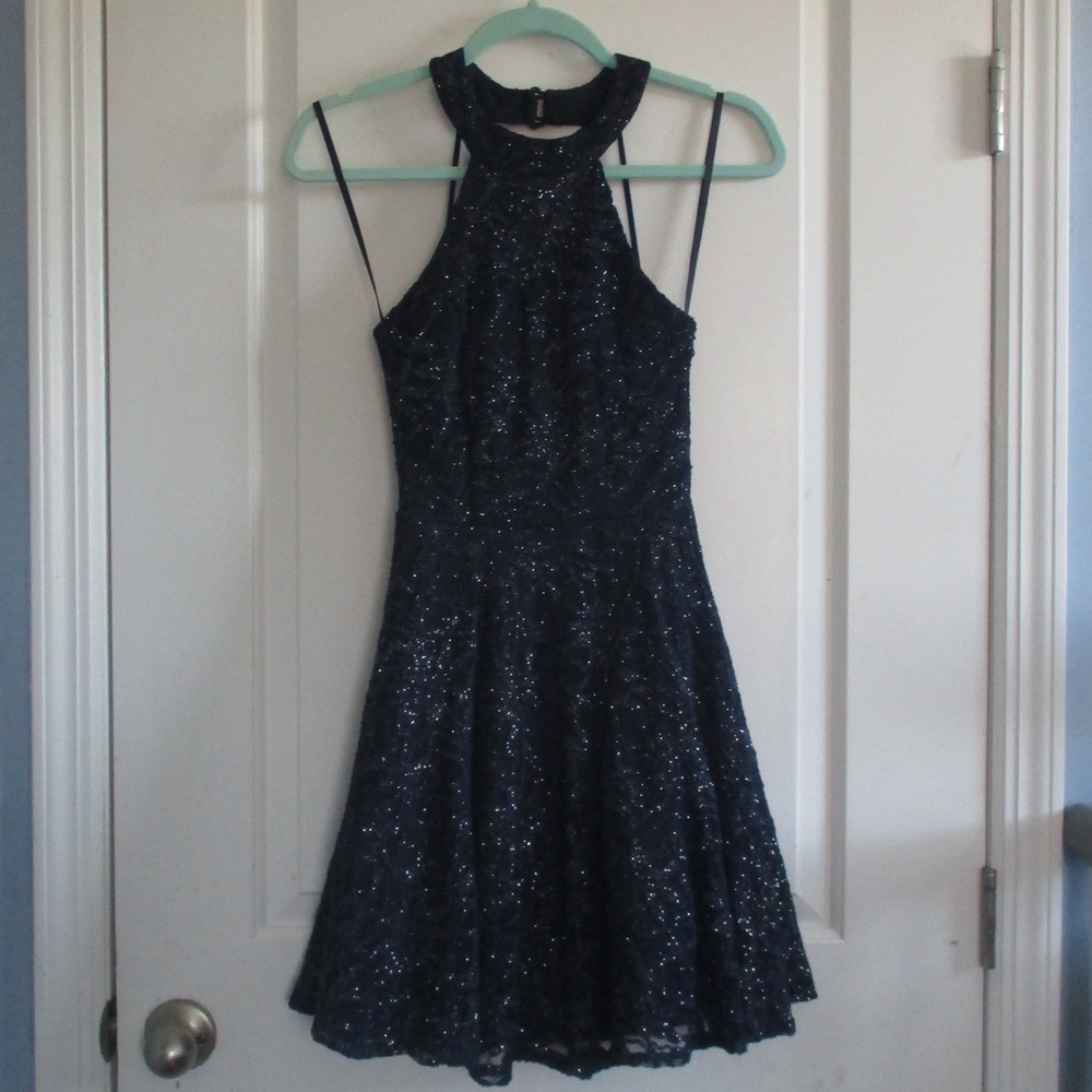 Navy blue sparkly mini dress